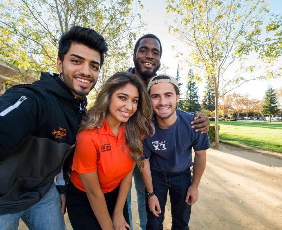 Students take a selfie on University of the Pacific's Stockton campus.